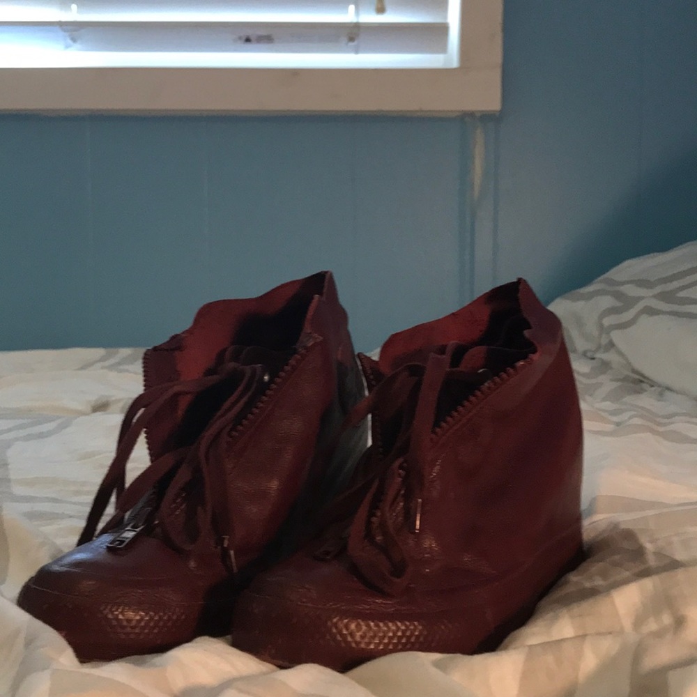 leather wedge converse shoes